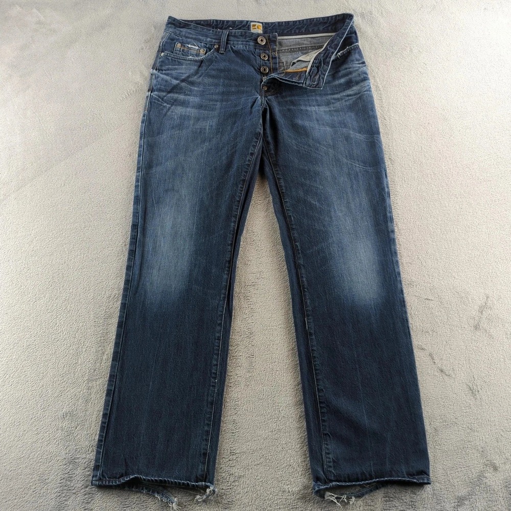 Hugo Boss Jeans 36x32* Blue Faded Orange31 Whiskers Grunge Punk Wide Baggy Y2K